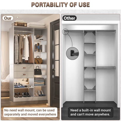 40 Inches Freestanding Closet System with 10 Shelves