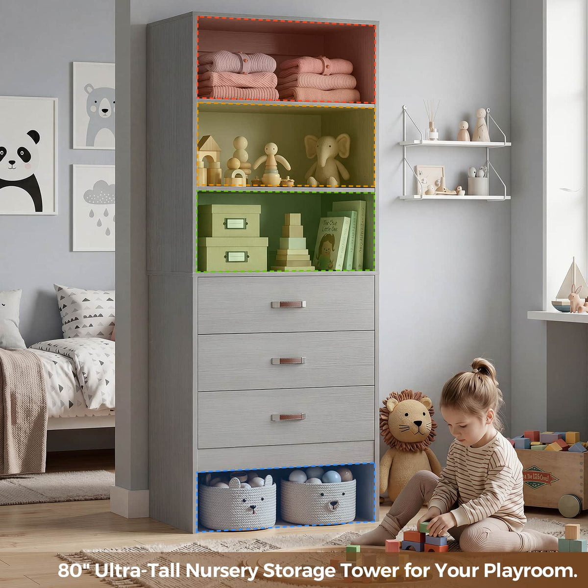 1.8FT Closet System with Leather Handles for Small Space