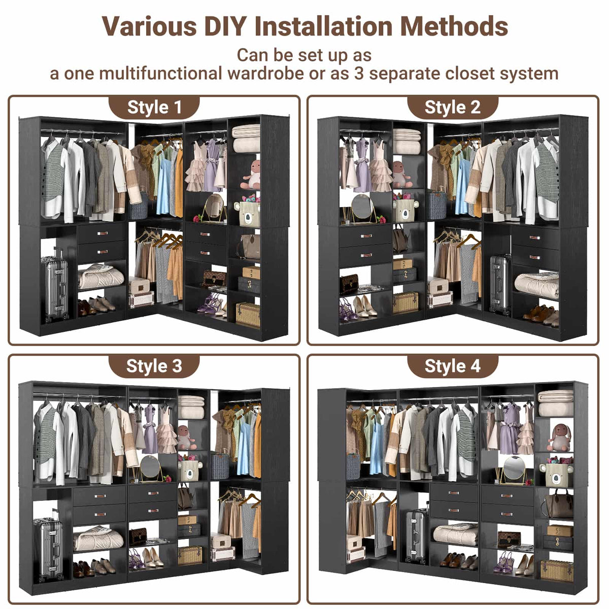 Freestanding Closet System with 3 Sets