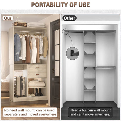 40 Inches Freestanding Closet System with Suitcase Storage
