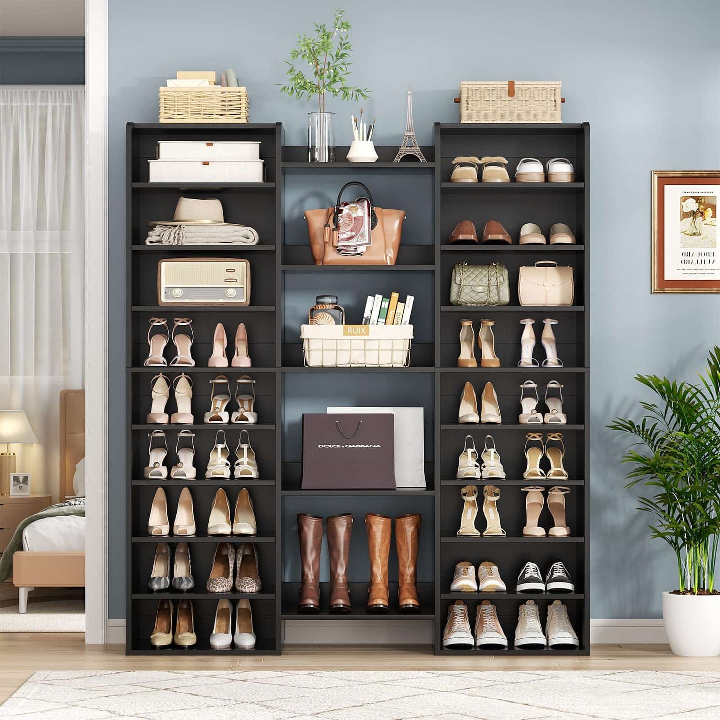 14-Tier Shoe Organizer - Holds 46+ Pairs, 22-Cubby Space-Saving Shoe Cabinet for Entryway, Hallway, Bedroom