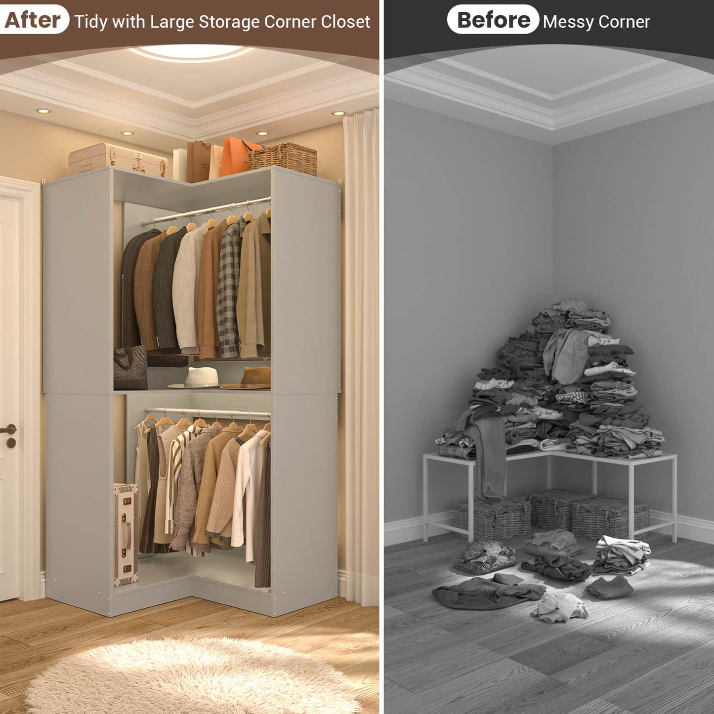32 Inches Corner Closet System