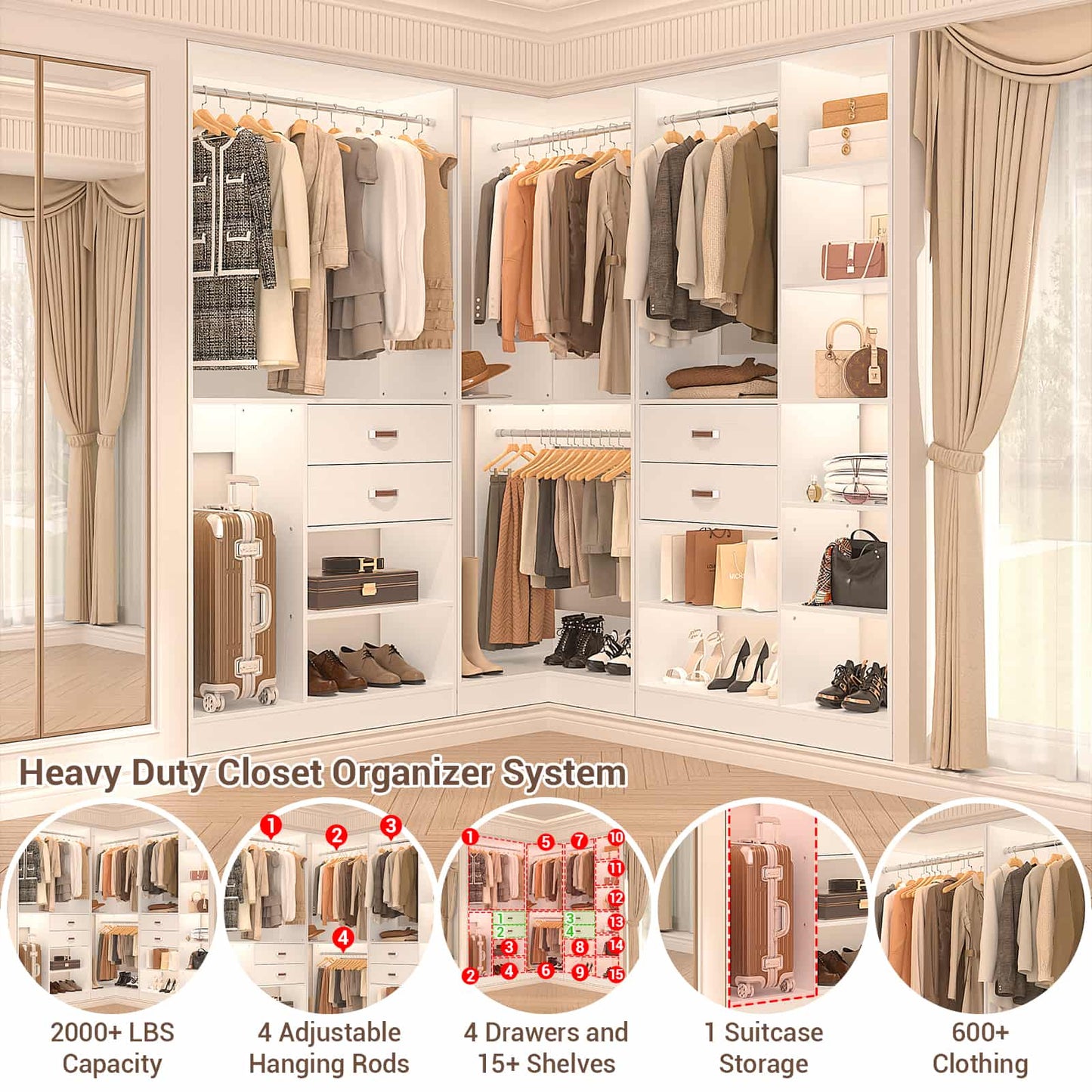Freestanding Closet System with 3 Sets