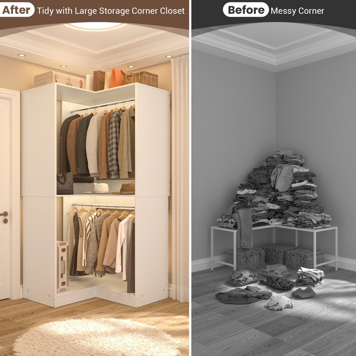 32 Inches Corner Closet System