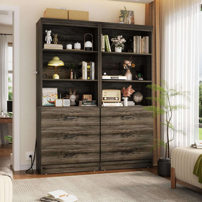 71" Tall Bookcases with 3 Large Drawers & 3 Shelves, Wooden Bookshelf for Living Room Offic