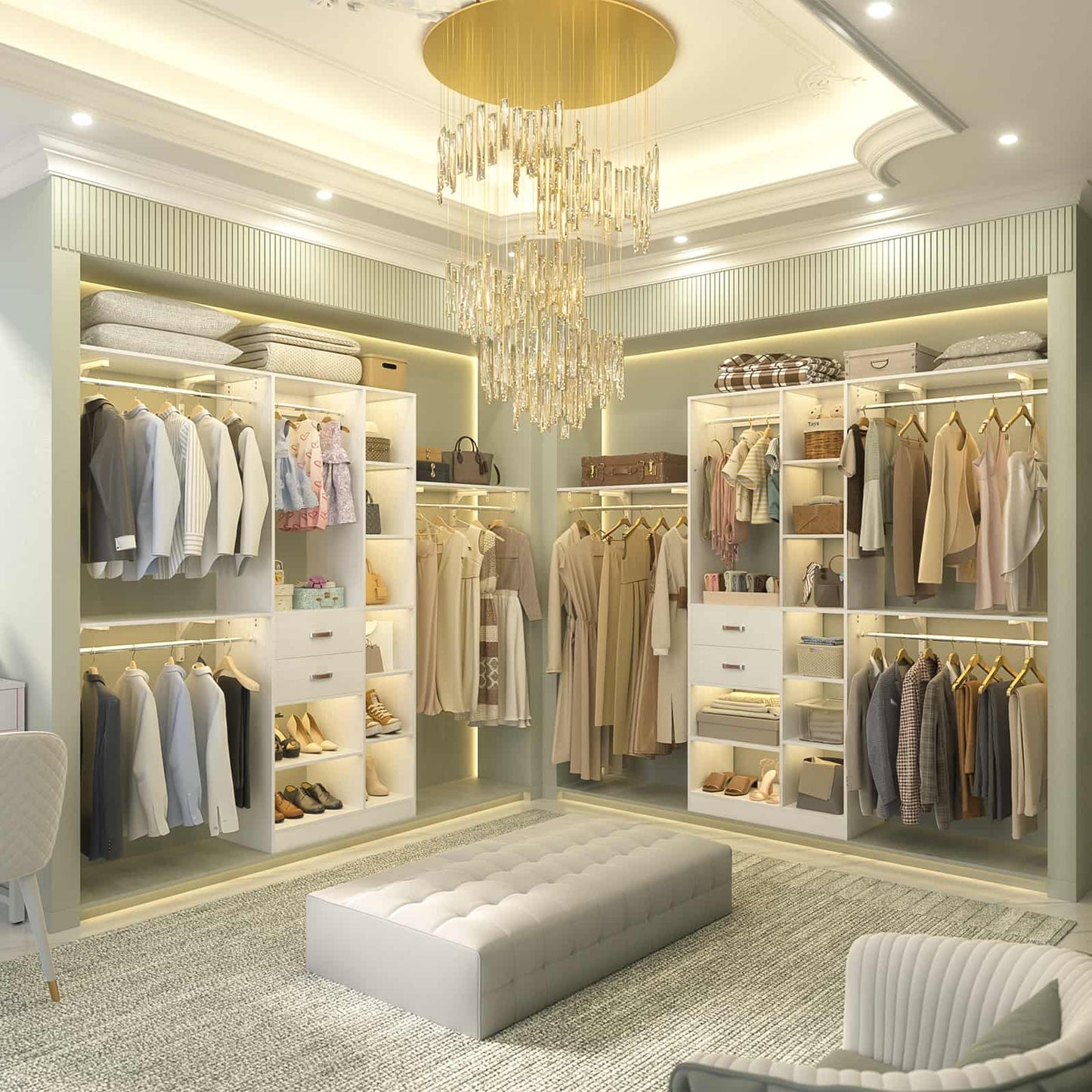 8FT Closet Organizer System with Wood Drawers