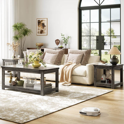 20-Inch Square Farmhouse End Table with Storage Shelf - Industrial Style for Bedroom & Living Room