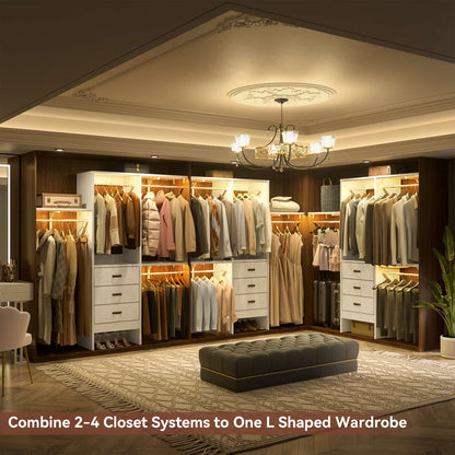 59'' W Small Closet System with 3 Fabric Drawers