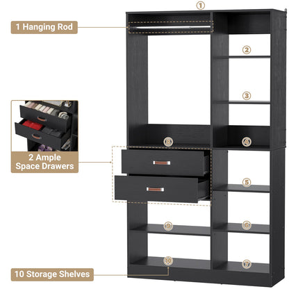 40 Inches Freestanding Closet System with 10 Shelves