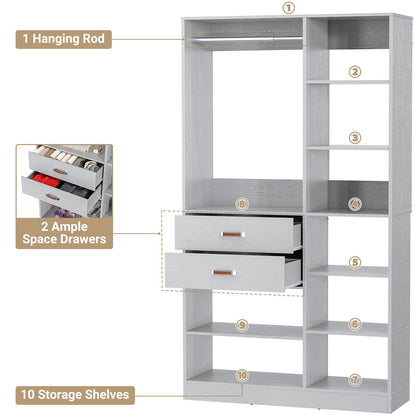 40 Inches Freestanding Closet System with 10 Shelves