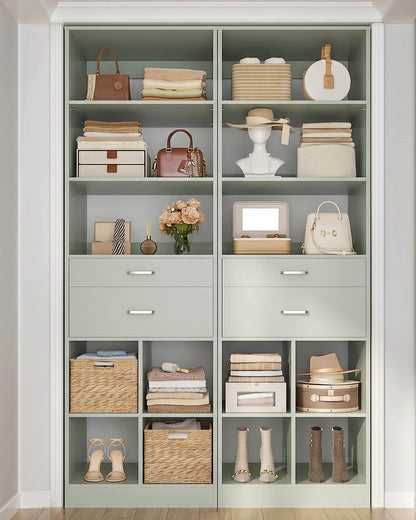 4-Pack 22" Closet System with Drawers, Customizable Walk-in Closet Organizer Set for Bedroom & Dressing Room