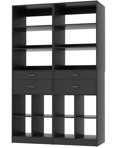 2-Pack 22" Closet System with Drawers, Stackable Wardrobe Storage Units for Small Spaces & Walk-in Closets