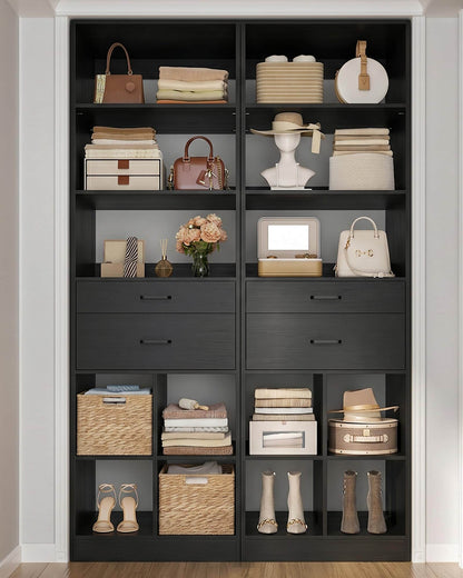 4-Pack 22" Closet System with Drawers, Customizable Walk-in Closet Organizer Set for Bedroom & Dressing Room