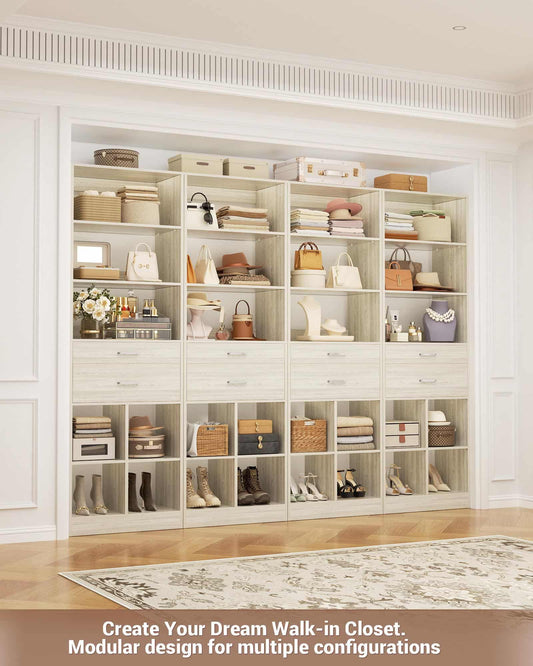 3-Pack 22" Closet System with Drawers, Flexible Wardrobe Storage Units for Bedroom, Walk-in Closet & Small Spaces