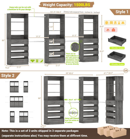 12-Drawer Customizable L-Shaped Closet System