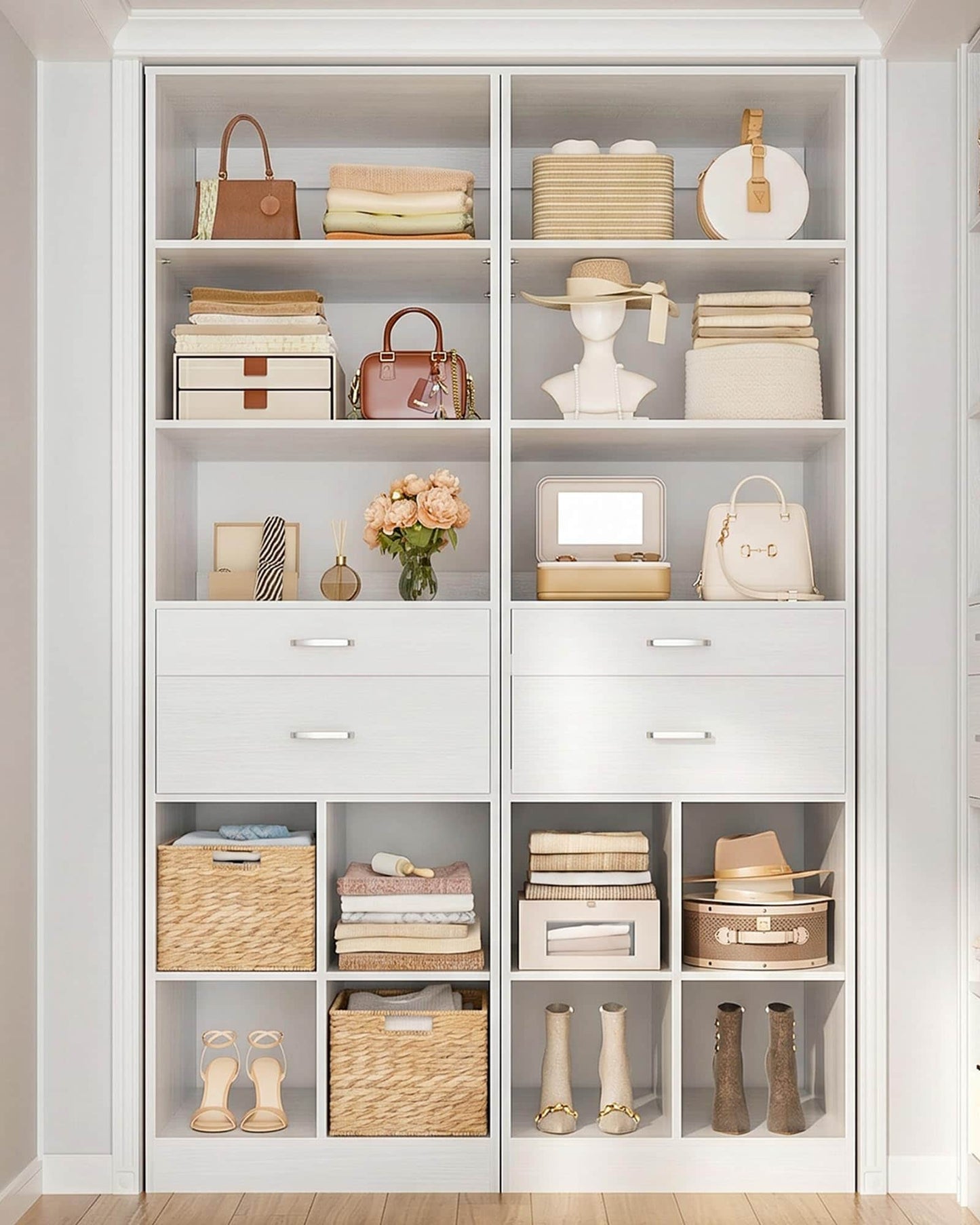 2-Pack 22" Closet System with Drawers, Stackable Wardrobe Storage Units for Small Spaces & Walk-in Closets