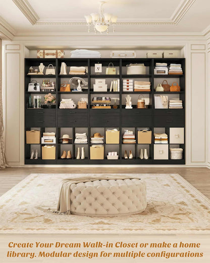 2-Pack 22" Closet System with Drawers, Stackable Wardrobe Storage Units for Small Spaces & Walk-in Closets