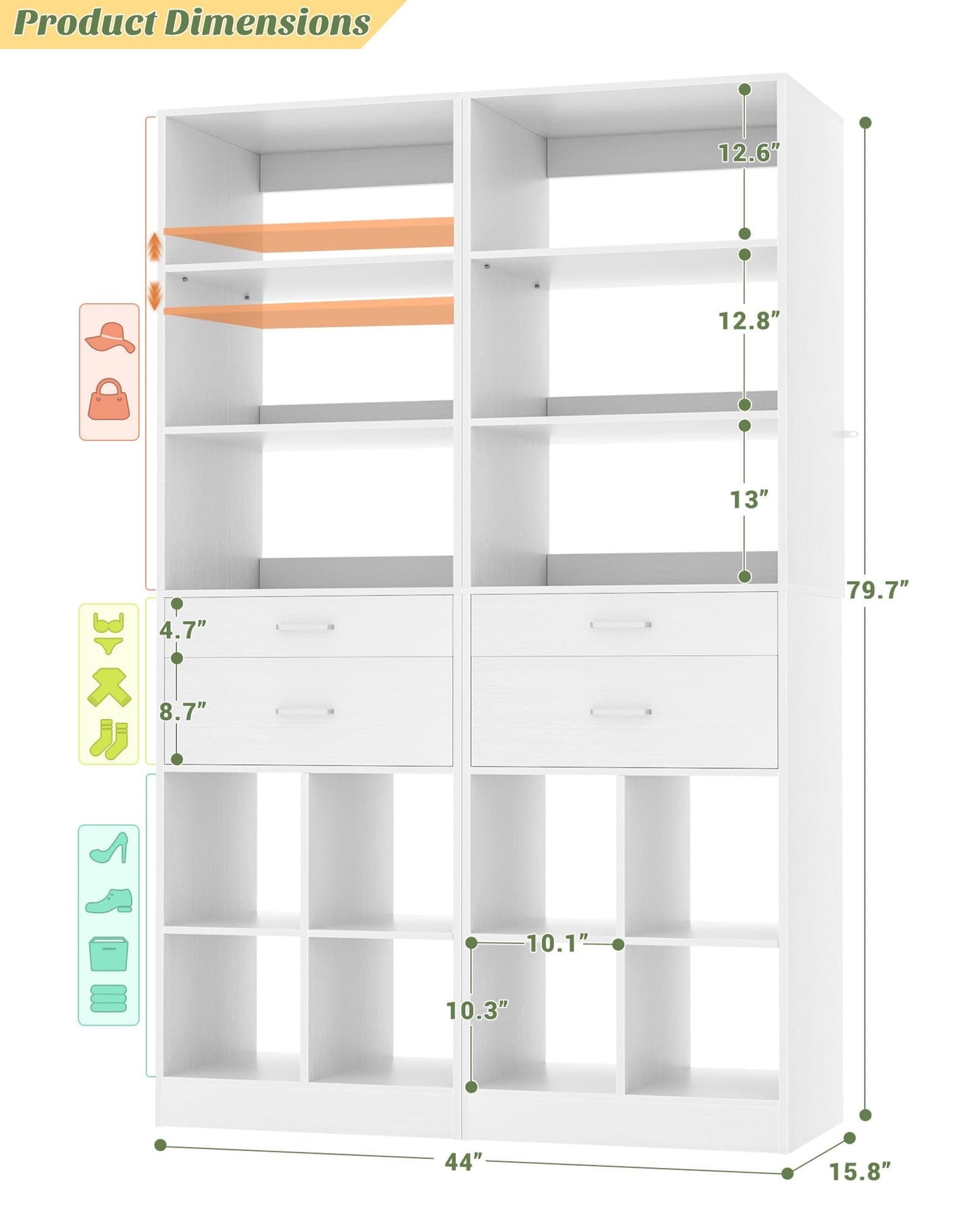3-Pack 22" Closet System with Drawers, Flexible Wardrobe Storage Units for Bedroom, Walk-in Closet & Small Spaces