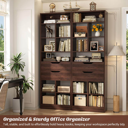 Tall Closet Organizer with 2 Drawers, 79.7" Narrow Freestanding Storage Cabinet, Space-Saving Wood Garment Organizer for Bedroom, Entryway