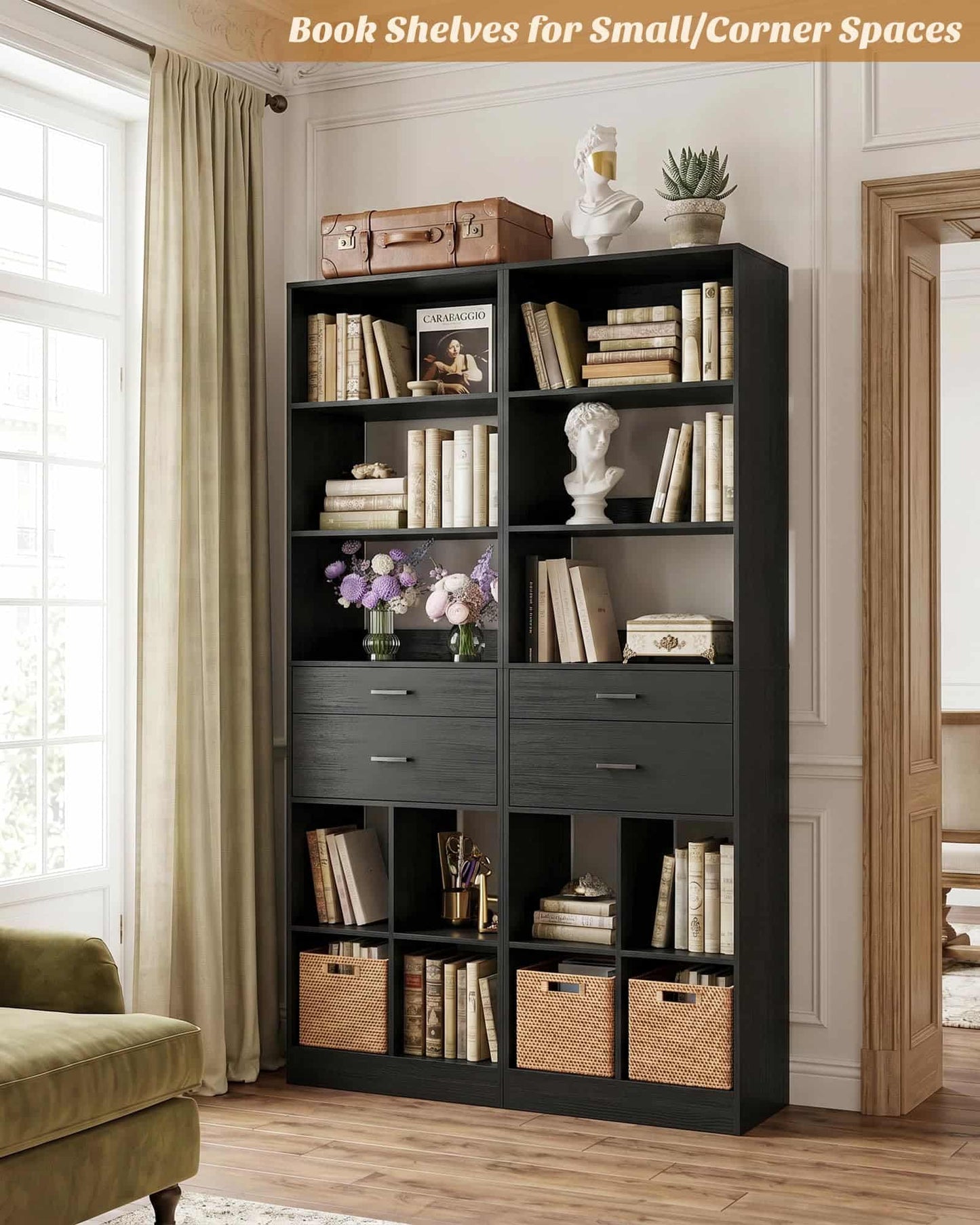 2-Pack 22" Closet System with Drawers, Stackable Wardrobe Storage Units for Small Spaces & Walk-in Closets