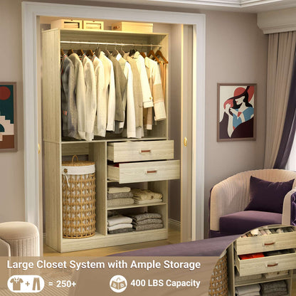 40 Inches Freestanding Closet System with Suitcase Storage