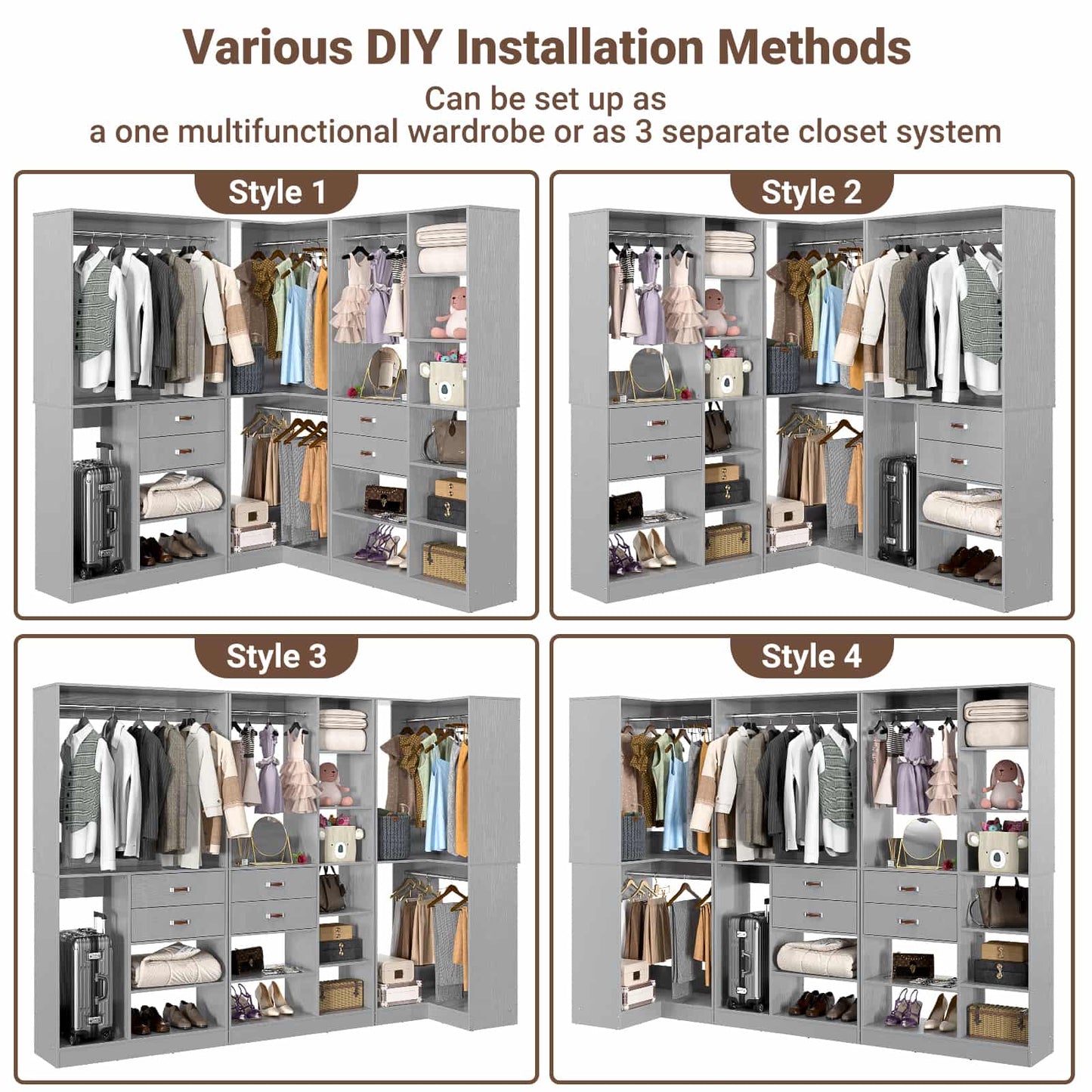 Freestanding Closet System with 3 Sets