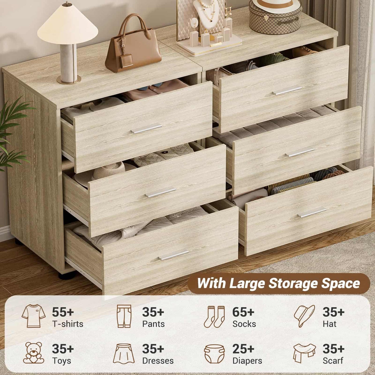 2-Pack Stackable Large Walk-in Closet Drawer System, Heavy-Duty Storage Organizer for Bedroom, Living Room & Closet