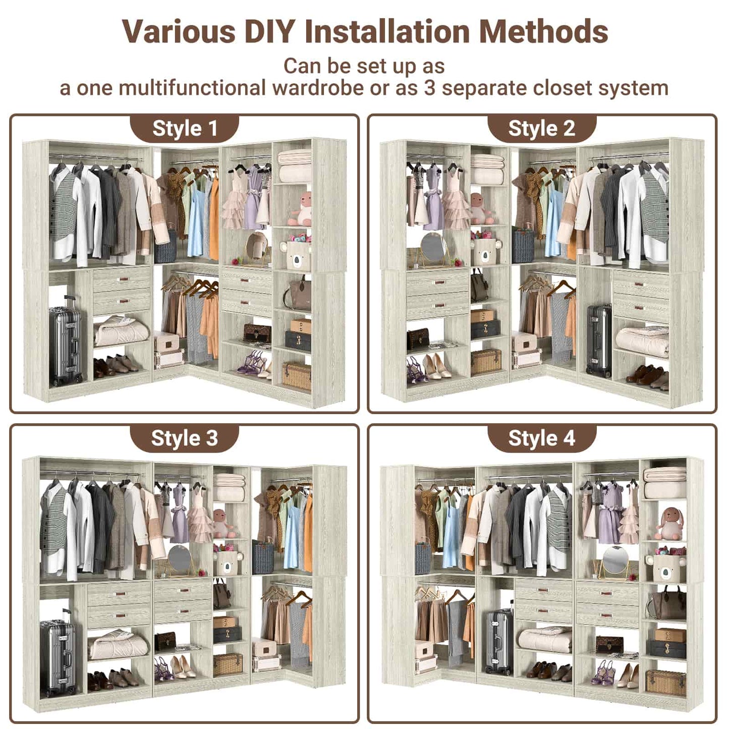 Freestanding Closet System with 3 Sets