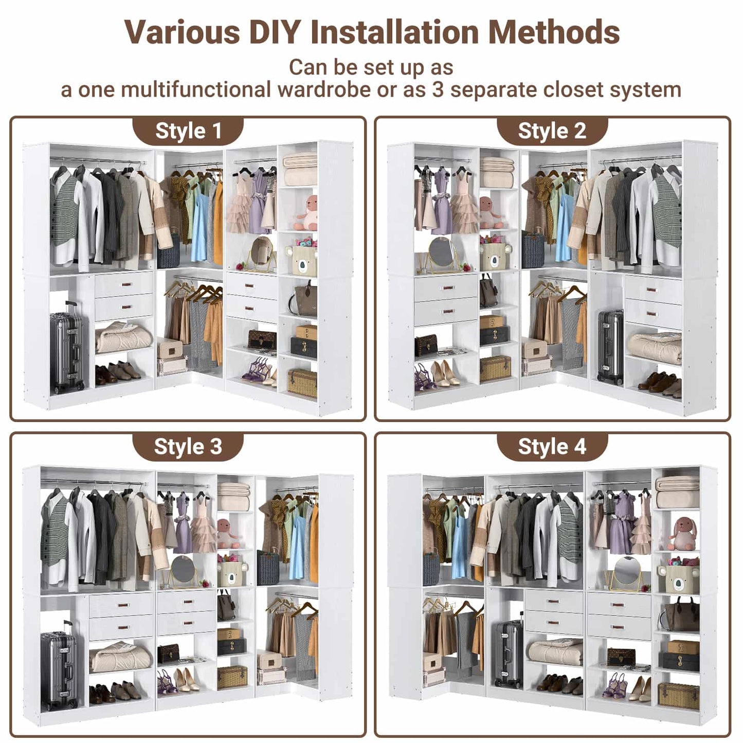Freestanding Closet System with 3 Sets
