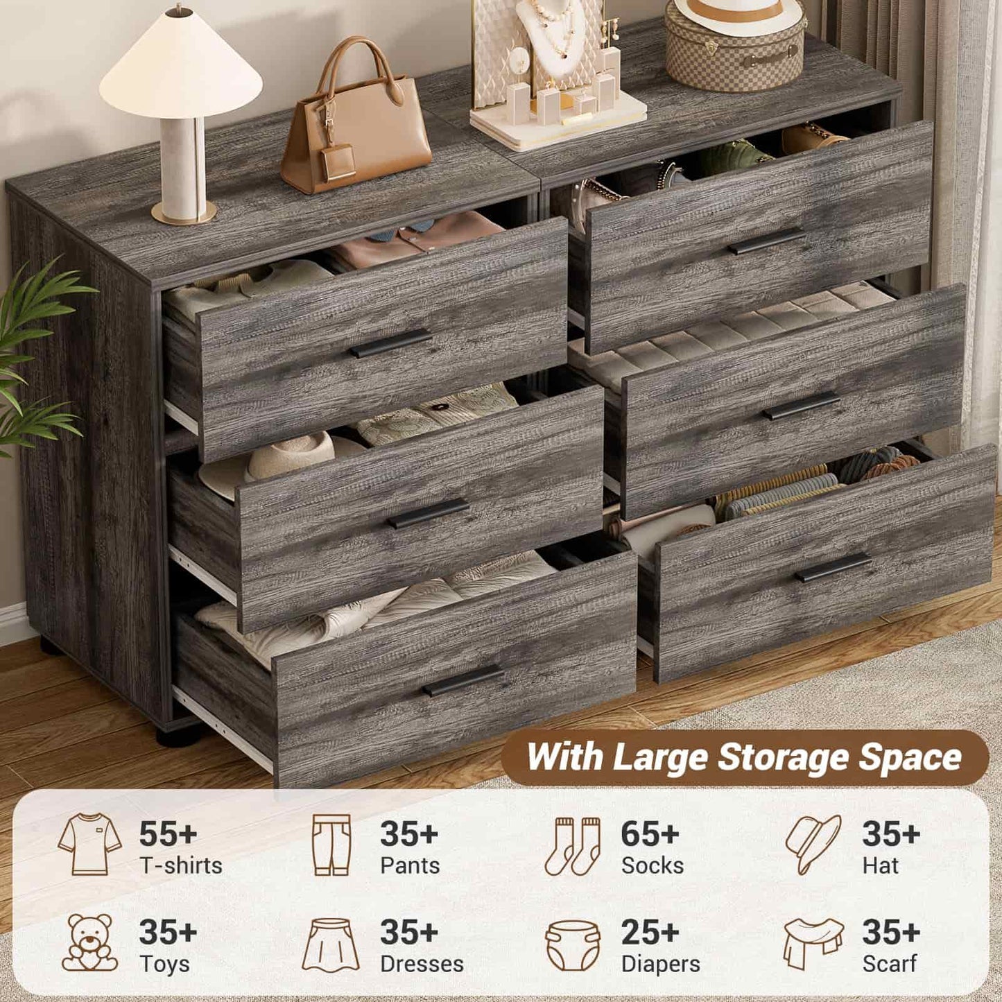 2-Pack Stackable Large Walk-in Closet Drawer System, Heavy-Duty Storage Organizer for Bedroom, Living Room & Closet