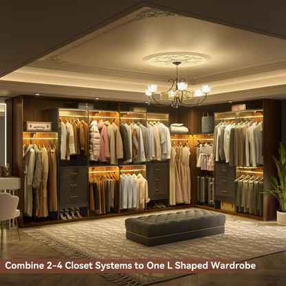 59'' W Small Closet System with 3 Fabric Drawers