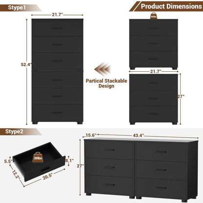 2-Pack Stackable Large Walk-in Closet Drawer System, Heavy-Duty Storage Organizer for Bedroom, Living Room & Closet