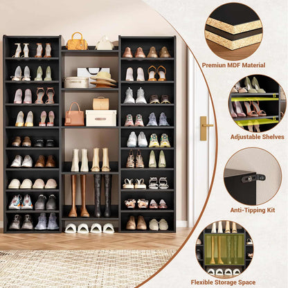 14-Tier Shoe Organizer - Holds 46+ Pairs, 22-Cubby Space-Saving Shoe Cabinet for Entryway, Hallway, Bedroom
