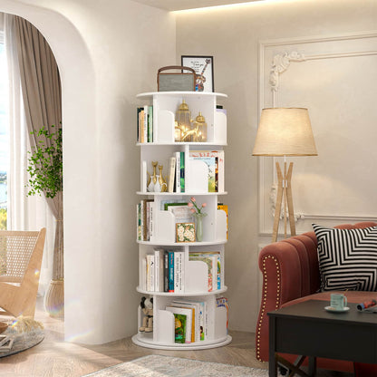 Rotating Bookshelf, 360 Display Wood Spinning Bookshelf Tower