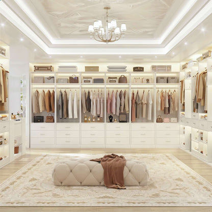 Freestanding Closet System Set - 3-Pack with 3 Wood Drawers Each,With Hanging Rod & Shelves, 24"L x 15"W x 80"H