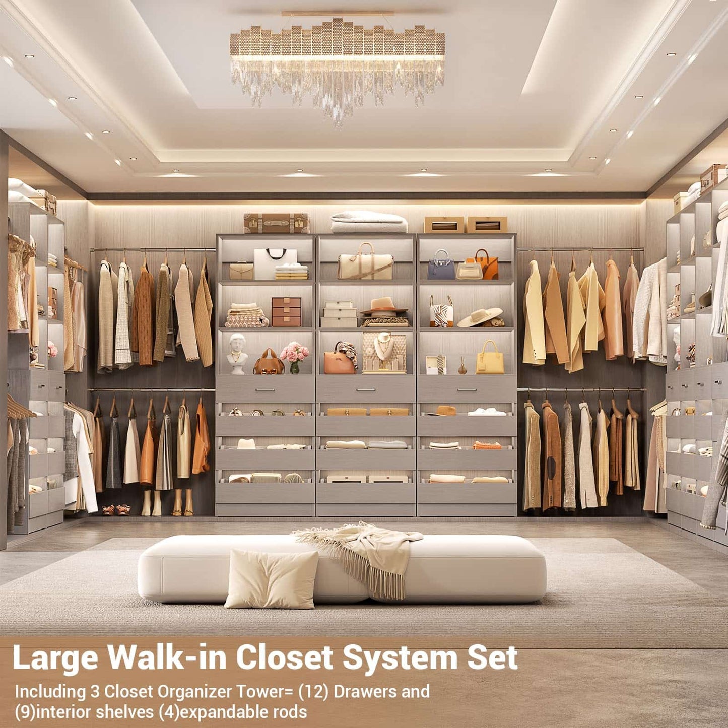 12-Drawer Customizable L-Shaped Closet System