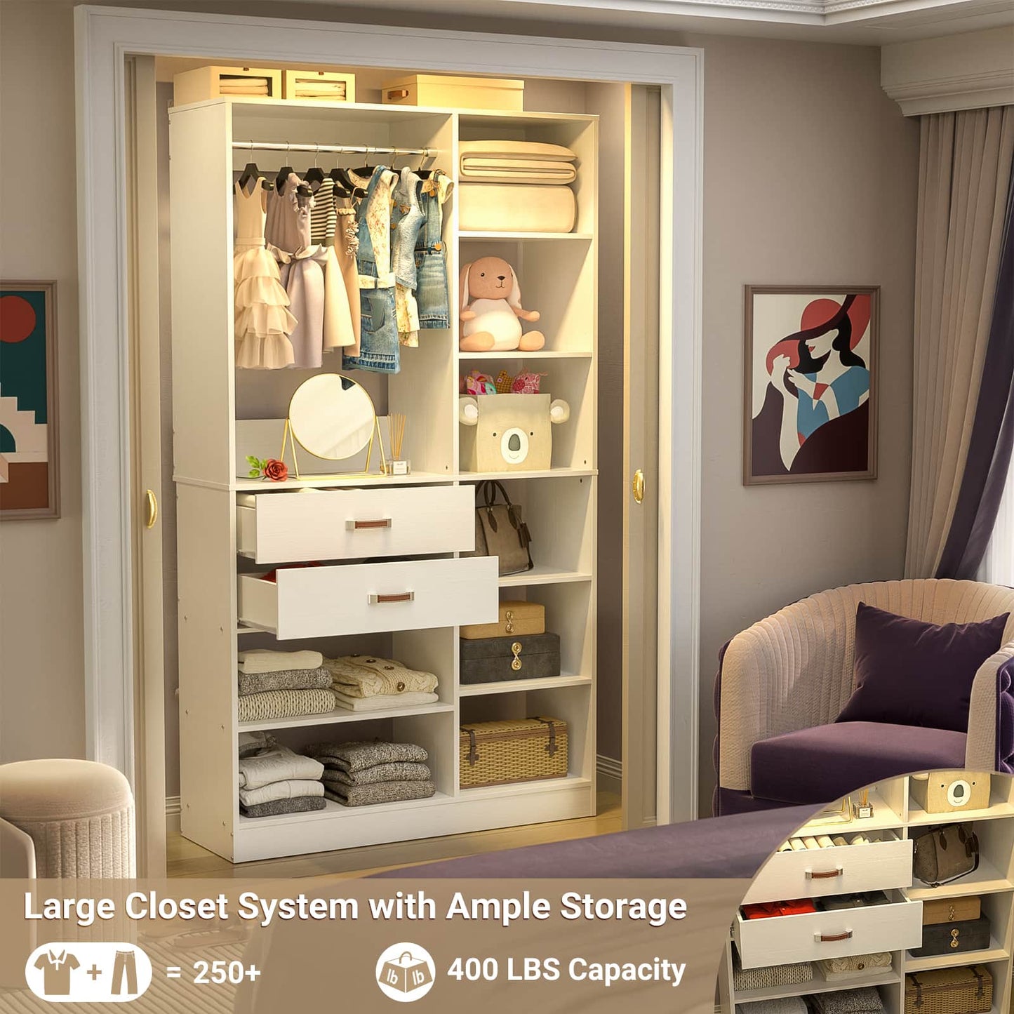 40 Inches Freestanding Closet System with 10 Shelves
