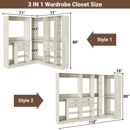 Freestanding Closet System with 3 Sets