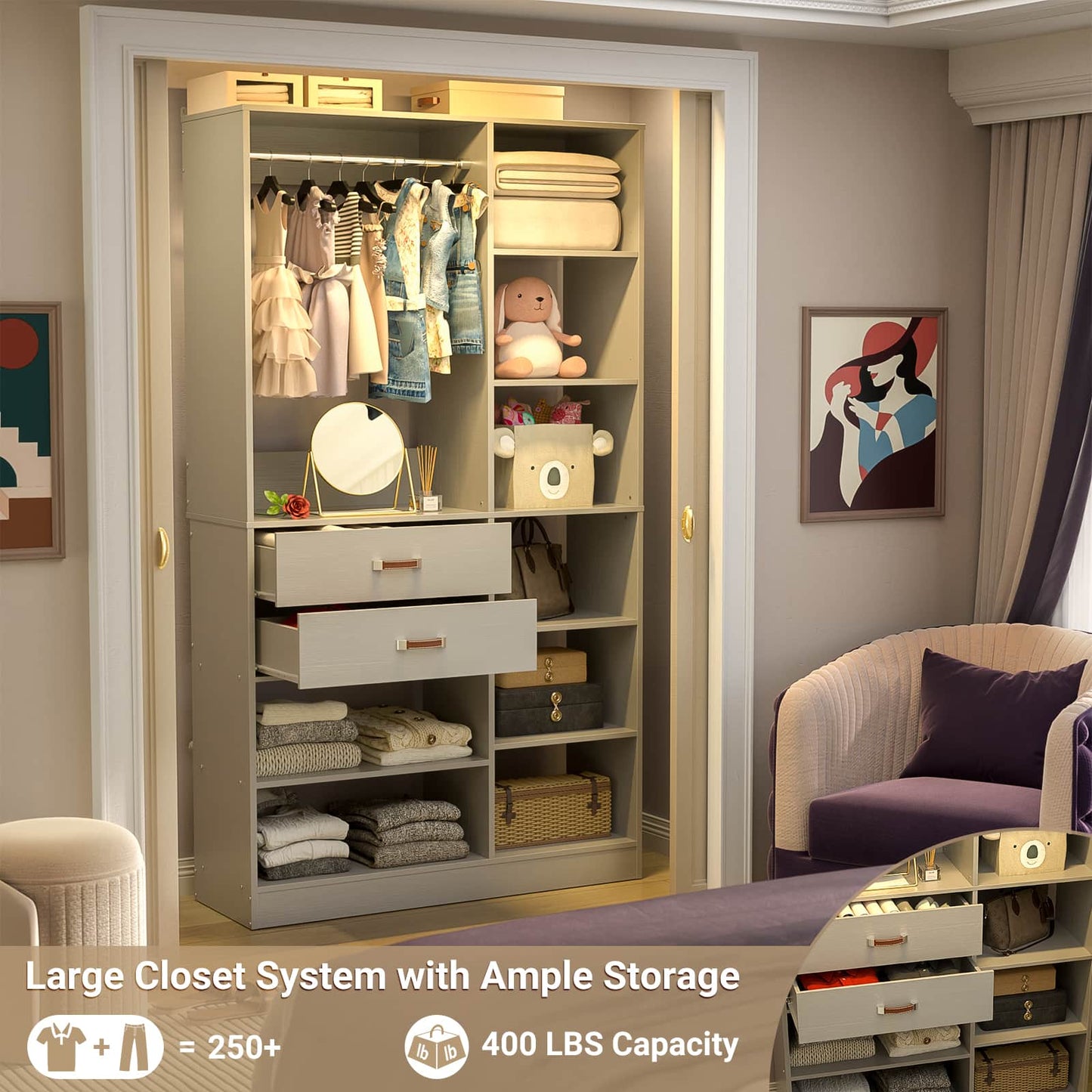 40 Inches Freestanding Closet System with 10 Shelves