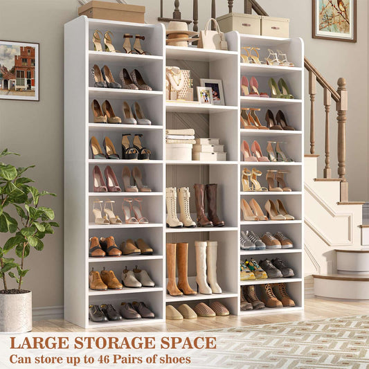 14-Tier Shoe Organizer - Holds 46+ Pairs, 22-Cubby Space-Saving Shoe Cabinet for Entryway, Hallway, Bedroom