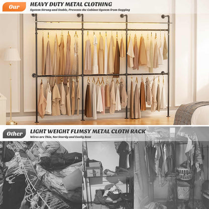 Industrial Pipe Clothing Rack, Heavy Duty Garment Rack
