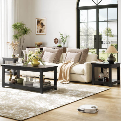 20-Inch Square Farmhouse End Table with Storage Shelf - Industrial Style for Bedroom & Living Room