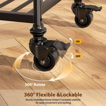 Industrial Mobile Kitchen Island Cart with Wheels: 3-Tier Storage, Lockable Casters for Kitchen, Dining & Small Spaces