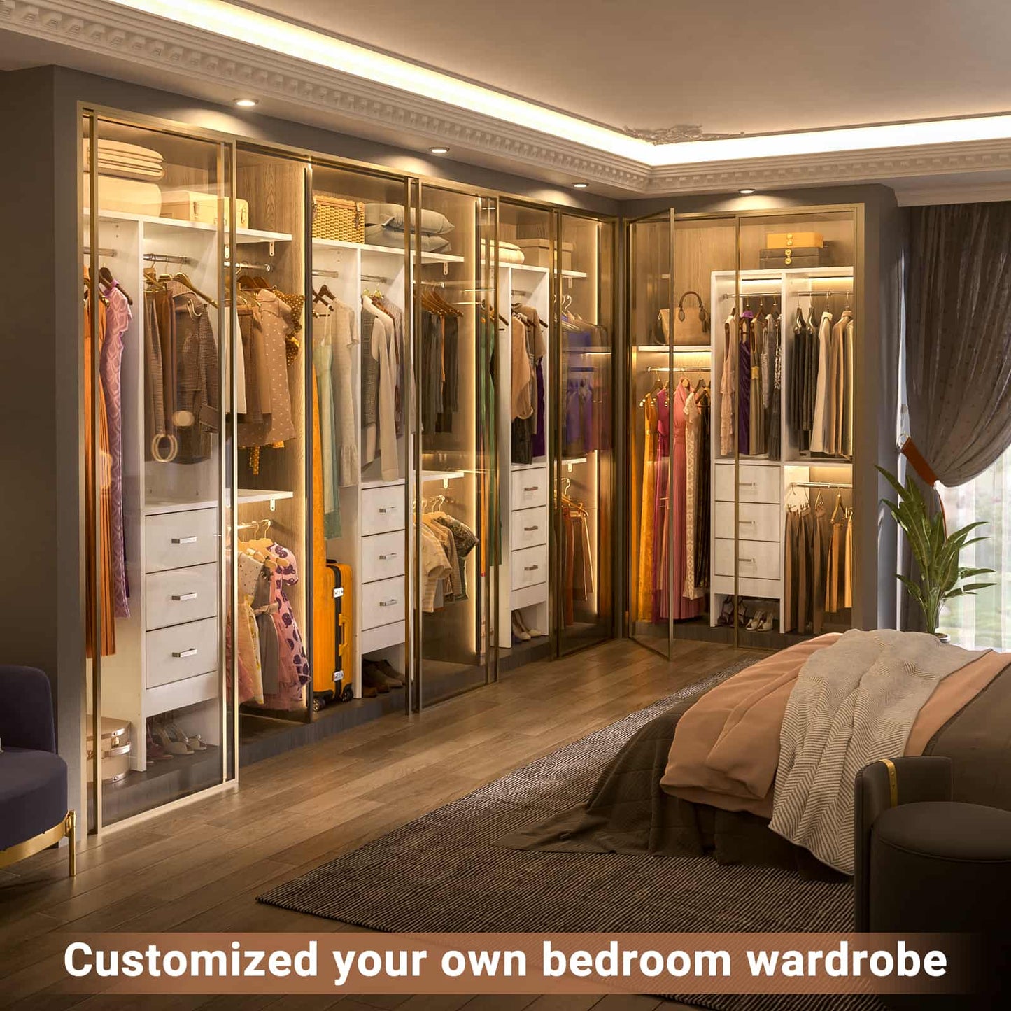 4FT Small Closet System with 3 Fabric Drawers