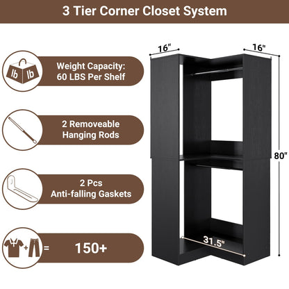 32 Inches Corner Closet System