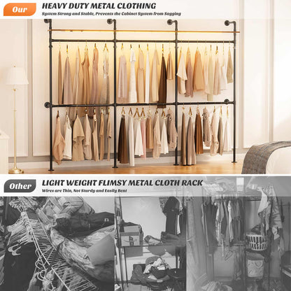 Industrial Pipe Clothing Rack, Heavy Duty Garment Rack
