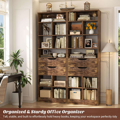 Tall Closet Organizer with 2 Drawers, 79.7" Narrow Freestanding Storage Cabinet, Space-Saving Wood Garment Organizer for Bedroom, Entryway