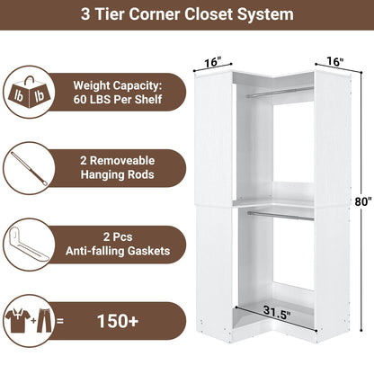 32 Inches Corner Closet System