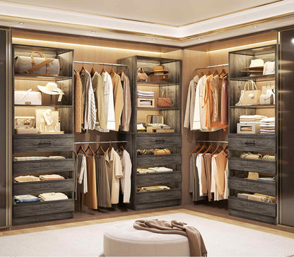 12-Drawer Customizable L-Shaped Closet System
