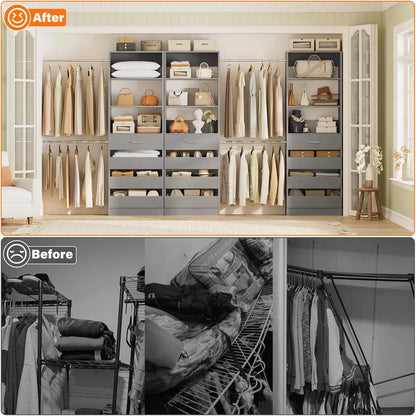 12-Drawer Customizable L-Shaped Closet System